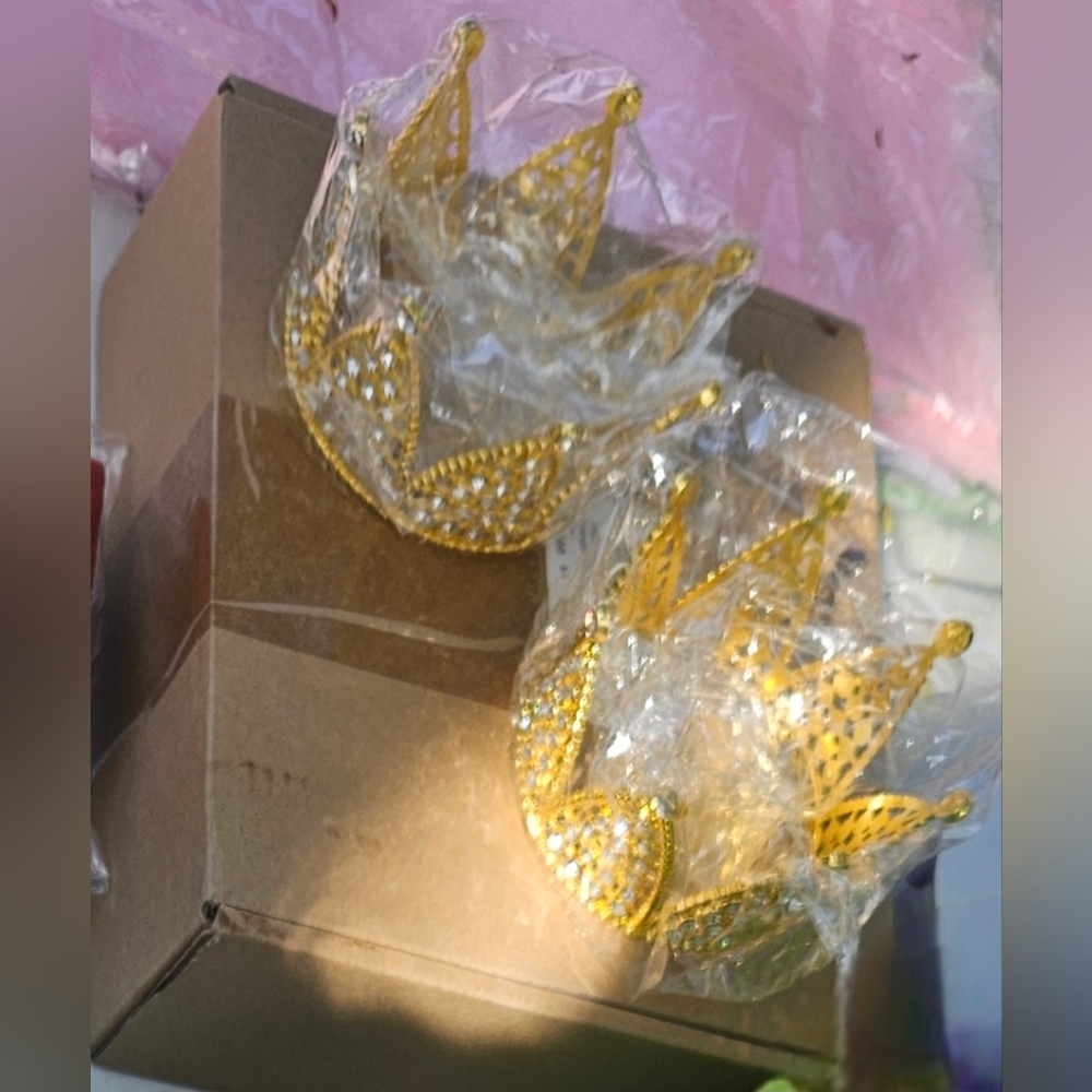 Gold Crown Decor with Rhinestones